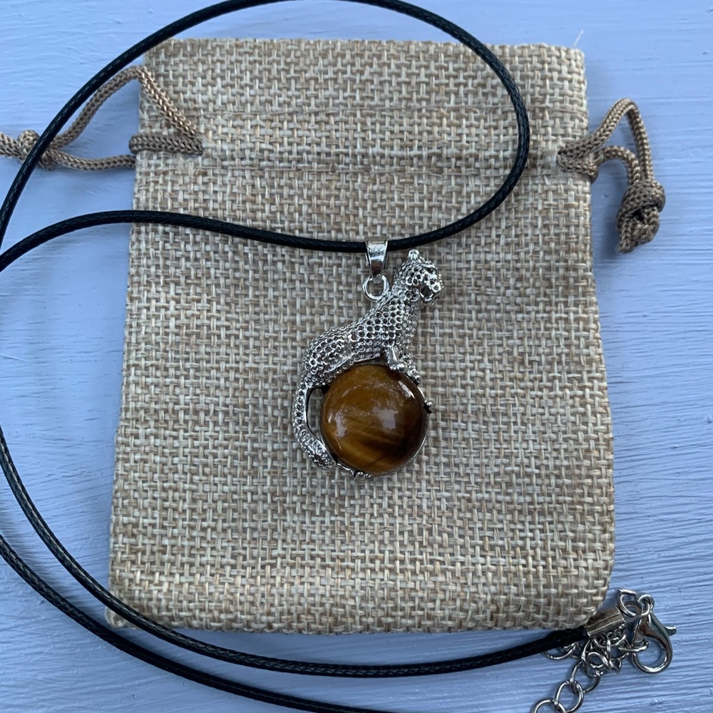 Tigers Eye Cheetah Pendant Tiger Pendant Tiger Eye Necklace Tiger Necklace